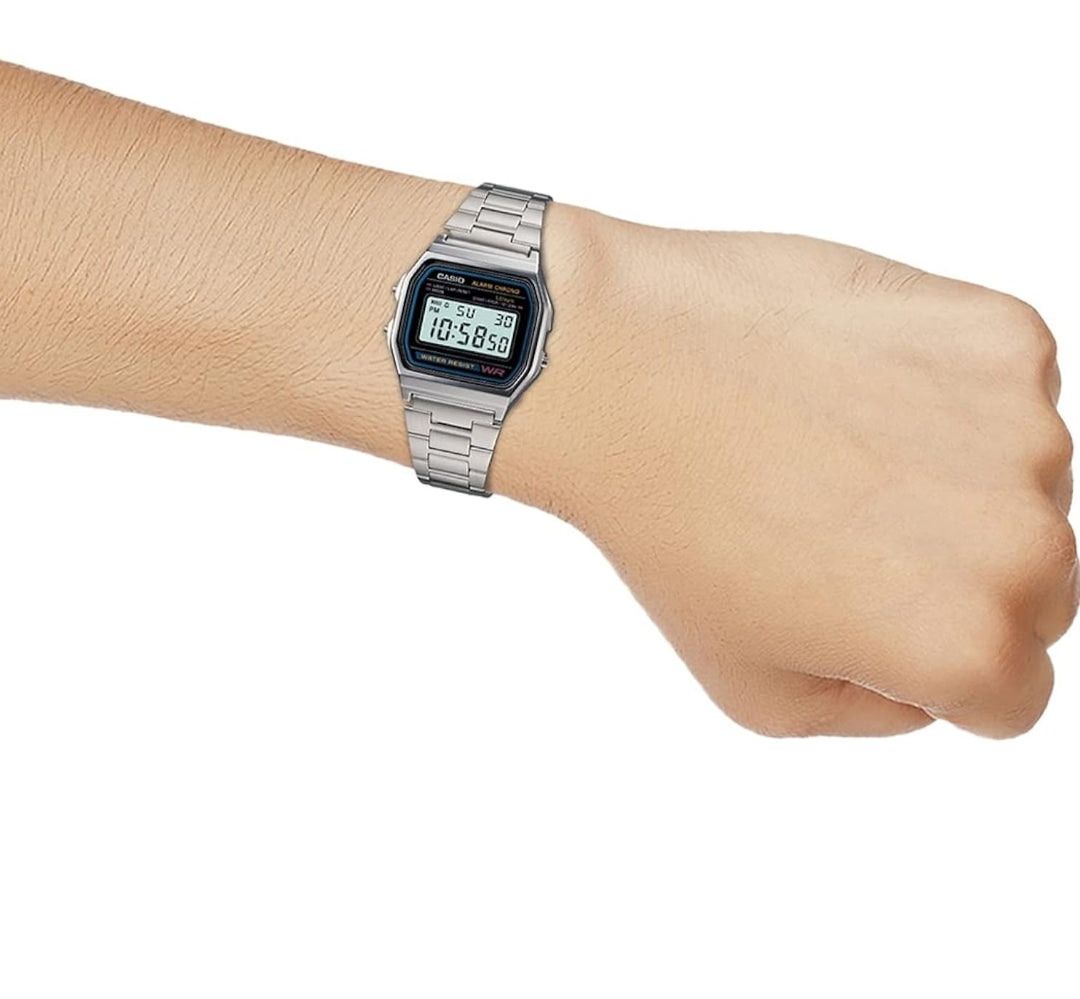 Casio Vintage A168WA-1 Electro-Luminescence Digital Watch - Classic Stainless Steel